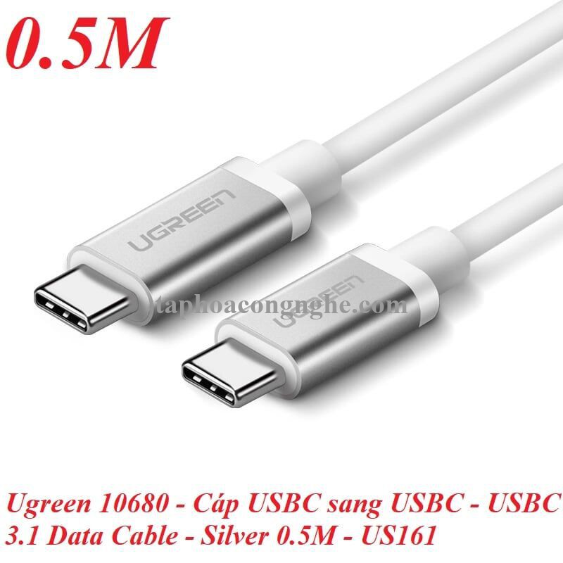 Ugreen 10680 0.5M màu bạc Cáp TypeC (3.1) Data cao cấp US161 30010680